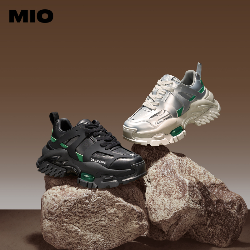 MIO米奥春季银色老爹鞋厚底时尚休闲鞋时髦舒适女鞋M241561603