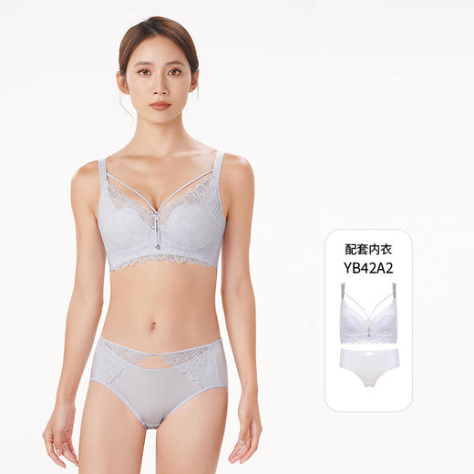 都市丽人薄透丝滑内裤女蕾丝+泳布内裤平角内裤YP42A2 商品图3