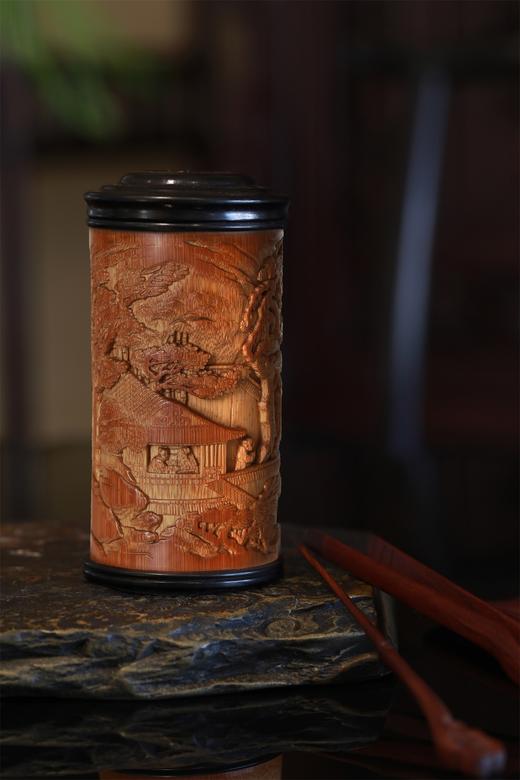 秋声赋°竹雕茶叶罐 商品图0