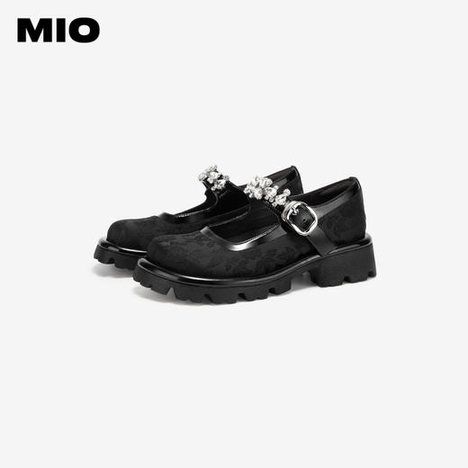 MIO米奥春季圆头中跟浅口单鞋国风一字式扣带复古玛丽珍鞋M241432611 商品图3