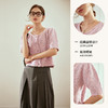 OLrain欧芮儿粉色薄针织衫女秋冬2023年新款圆领花纱短袖上衣 商品缩略图3