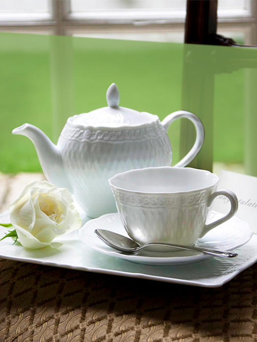 Noritake则武 cher blanc雪儿浮雕小茶壶带盖欧式家用下午茶茶具 商品图5