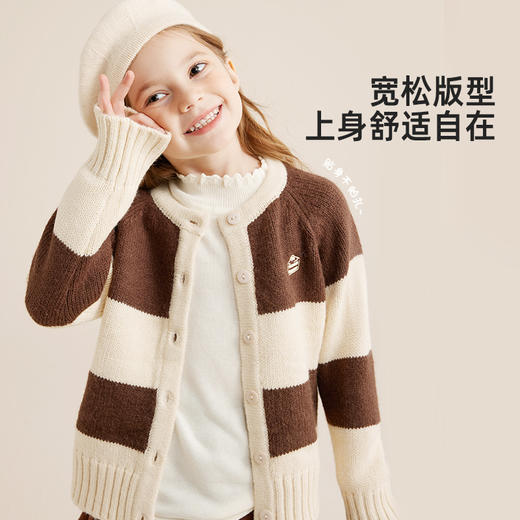 【软糯北极绒纱线】美拉德撞色条纹开衫毛衣PQMY2323 商品图2