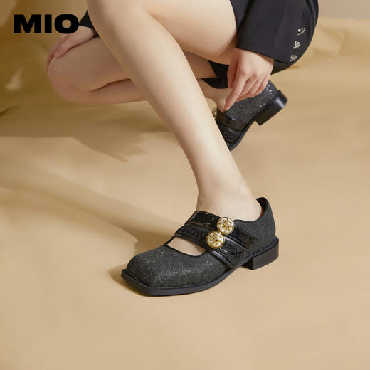 MIO米奥春季玛丽珍女鞋方头复古低跟通勤缎面单鞋女鞋M241430128 商品图0
