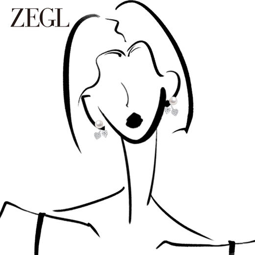 ZEGL法式爱心人造珍珠耳环女秋冬2023年新款潮耳钉复古银针耳饰品 商品图2