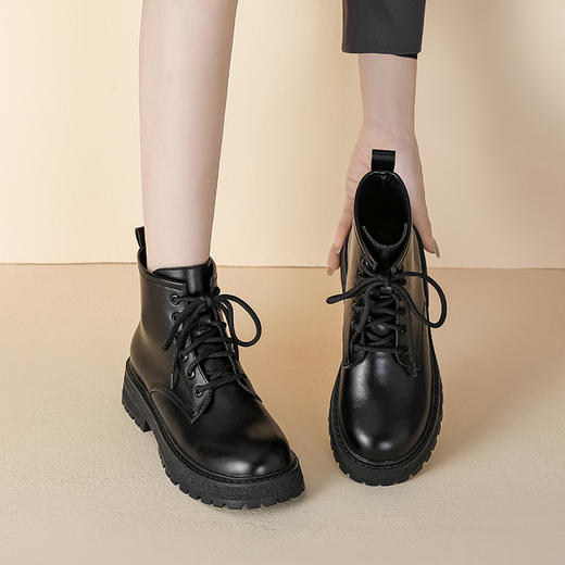 【女鞋专场】新款真皮厚底马丁靴女2023年秋季薄款小个子显瘦短靴潮ins机车靴 商品图3