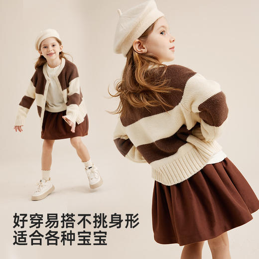 【软糯北极绒纱线】美拉德撞色条纹开衫毛衣PQMY2323 商品图3