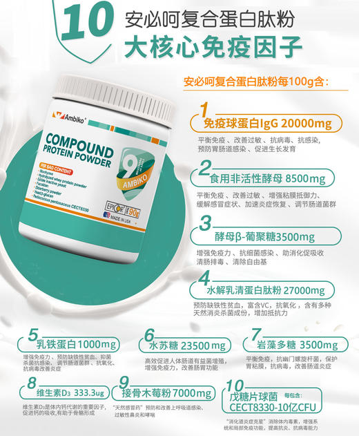 ² 【德国进口小象复合蛋白肽粉60袋】含免疫球蛋白IGg一袋300mg 含有接骨木莓/酵母β-葡聚糖/维D/乳铁蛋白/CECT8330 HM02-CRMM-YS 商品图2