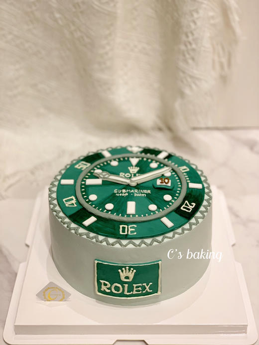 男生男孩/男友老公推荐款 劳力士绿水鬼逼真手表 忌廉蛋糕【半翻糖蛋糕需提前2天预订】（默认自提，收费配送请联系客服） 商品图2