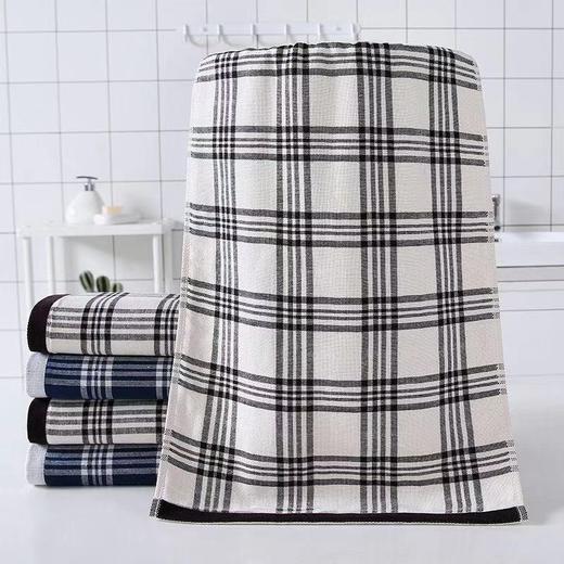 【武汉.蔡甸区】银鹏汉棉半毛圈印花毛巾两条装（0.3*0.7m，墨蓝大格+黑白大格） 商品图1