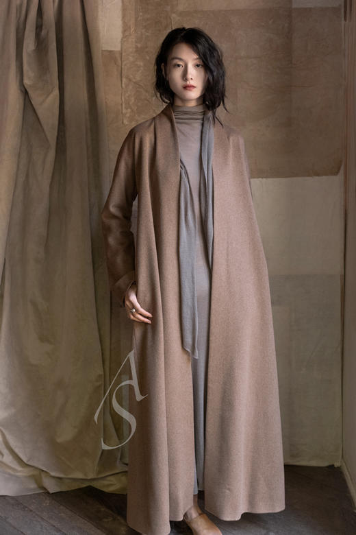 Cortana 驼色MISIA初剪羊毛廓形长外套 商品图3