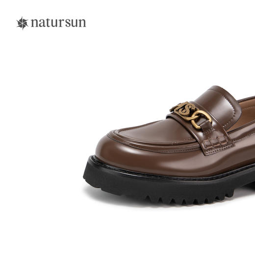 natursun乐福鞋女秋季款软底内增高女鞋厚底英伦风小皮鞋N24151071 商品图3
