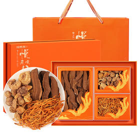 福东海 山珍菌菇礼盒200克 灵芝片虫草花姬松茸组合 礼盒装
