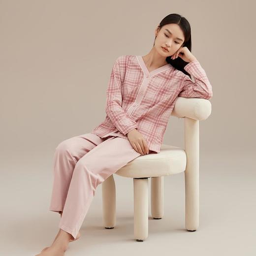 3部顶瓜瓜睡衣女士春秋款纯棉长袖格子家居服DJJWQ-APW21605 商品图0