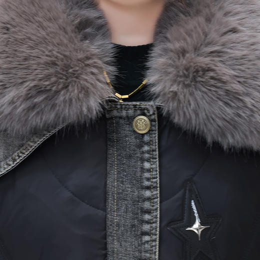 QYM JNRH32 -Y牛仔皮草毛领保暖厚款加绒时尚羽绒服 商品图3