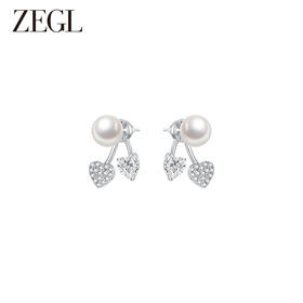 ZEGL法式爱心人造珍珠耳环女秋冬2023年新款潮耳钉复古银针耳饰品