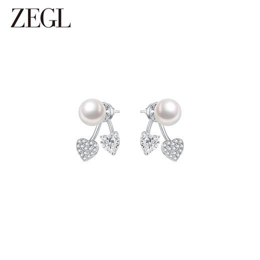 ZEGL法式爱心人造珍珠耳环女秋冬2023年新款潮耳钉复古银针耳饰品 商品图0