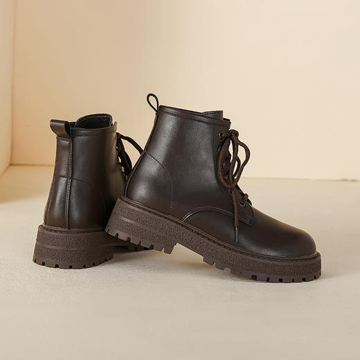 【女鞋专场】新款真皮厚底马丁靴女2023年秋季薄款小个子显瘦短靴潮ins机车靴 商品图1