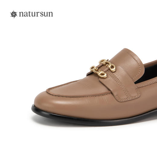 natursun乐福鞋女秋季一脚蹬女鞋不累脚软底羊皮平底单鞋N24109985 商品图3