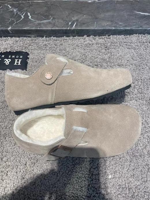 【女鞋专场】三喜同款2023年真皮厚底全包钓鱼勃肯鞋秋冬加绒复古外穿毛毛鞋女 商品图9