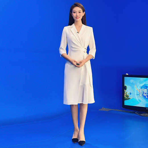 IWY/主持人西装连衣裙女白色演讲比赛艺考美容院正装场合职业装Q772 商品图0