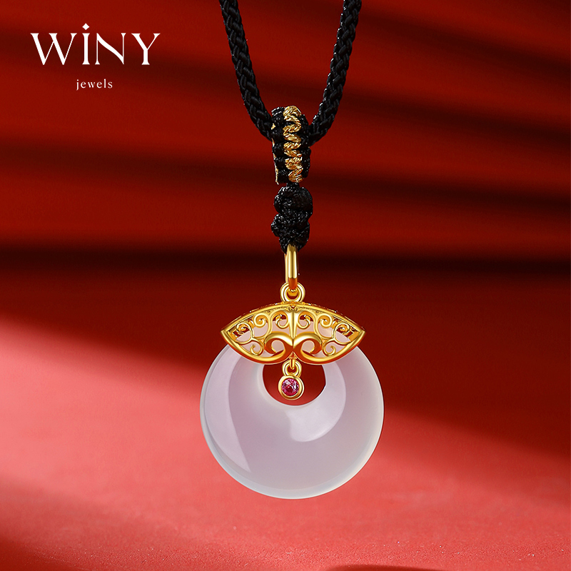 Winy925纯银平安喜事项链送女友闺蜜节日生日礼物