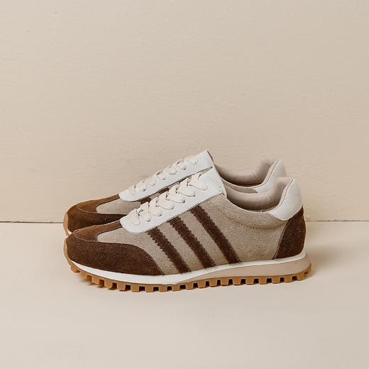 【女鞋专场】德训鞋女2023春季新款韩系圆头拼色真皮运动休闲饼干鞋女阿甘板鞋 商品图7