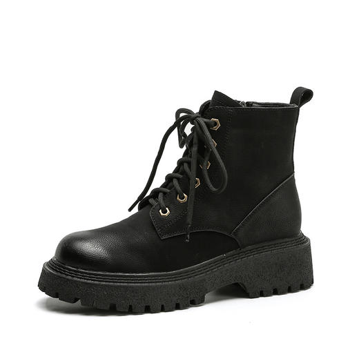 【女鞋专场】女鞋真皮厚底马丁靴女秋冬粗跟短靴女款百搭小个子增高瘦瘦靴子女 商品图7