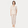 都市丽人生活家居春夏睡衣女梭织人棉家居服薄款短袖长裤女士梭织棉套装LH42B9 商品缩略图1
