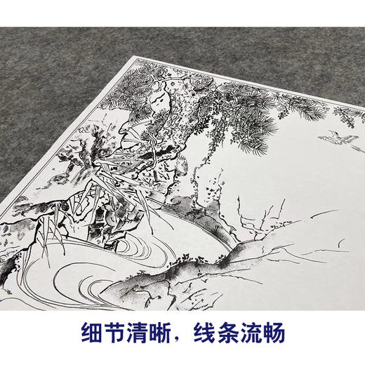 【大彩图】佚名工笔画白描底稿宋画小品《画松涧山禽图》临摹勾线山水线稿GS25 商品图4