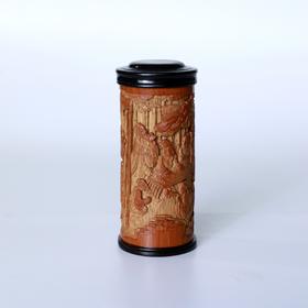竹林七贤°竹雕茶叶罐