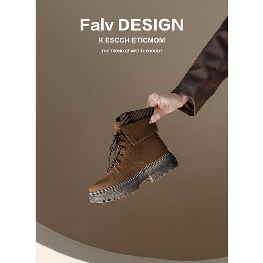 【女鞋专场】真皮复古绒面马丁靴女2023年英伦百搭软皮厚底短靴秋冬季中筒靴子 商品图1