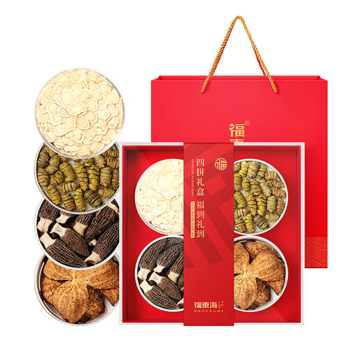 福东海 西洋参片铁皮石斛羊肚菌陈皮 四拼福到礼盒160克 精选原材 花旗参含片送礼长辈父母滋补品 商品图1