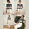 OLrain欧芮儿条纹针织衫女早春2024年新款慵懒风圆领薄款套头毛衣 商品缩略图2