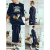OLrain欧芮儿宝蓝色卫衣套装女早春2024年新款通勤美式印花两件套 商品缩略图2