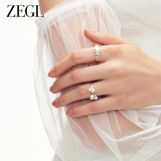 ZEGL法式人造珍珠戒指女小众设计轻奢高级感指环时尚个性食指戒子 商品图5