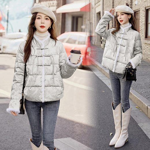 冬季新款，盘扣刺绣羽绒服真毛羽绒服外套HR-YQH9957 商品图3