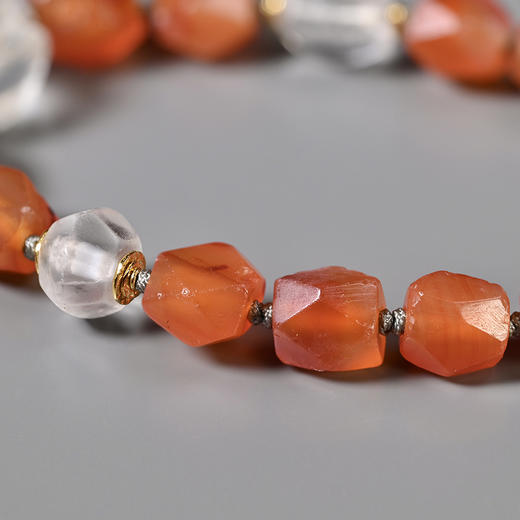 西亚高古多棱磨面白水晶红玛瑙手串 商品图5