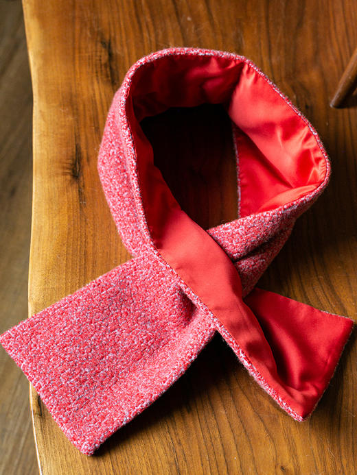 牧衣游原创 羊羔毛净色围巾红色舒适保暖 恋冬【不支持会员折】 商品图1