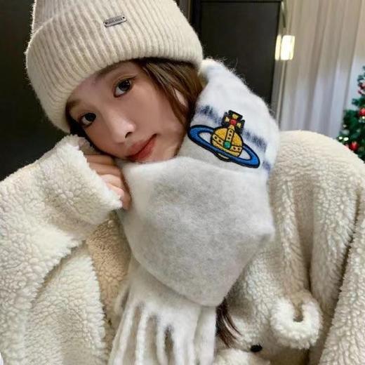 【甄珠贝】氛围感 西太后土星刺绣 羊驼毛，美丽诺羊毛混纺流苏围巾，手感蓬松柔软不扎【一周左右】 商品图2