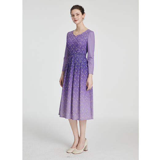 司歌冬长袖弹力连衣裙渐变柔软V领A881065 商品图4