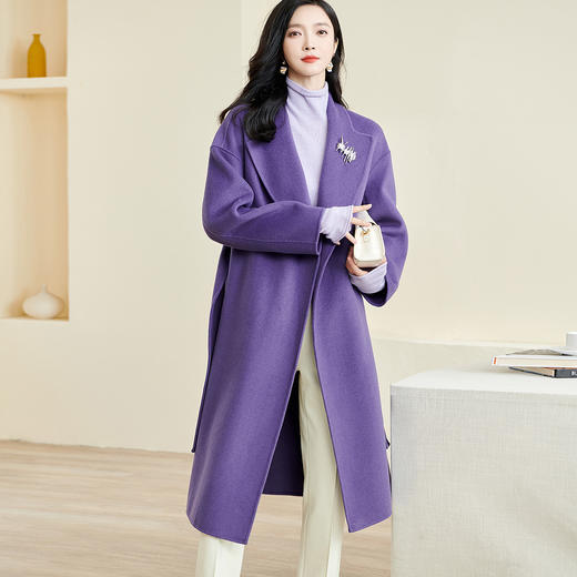【剩L】米思阳冬季新款时尚气质毛呢外套系带收腰加厚羊毛大衣女3368 商品图2