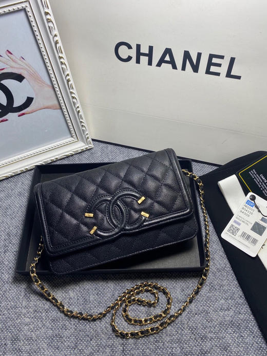 秋冬特惠💰920 原单香奈儿 Chanel Woc细球纹小牛皮链条包 多功能时尚链条跨包82003 手拿斜挎通用 金扣 尺寸19cm 商品图1