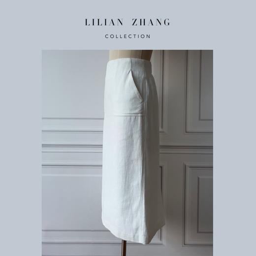 法式帝政风“Empire style”—中高腰H型棉麻长半裙  2203020 商品图1