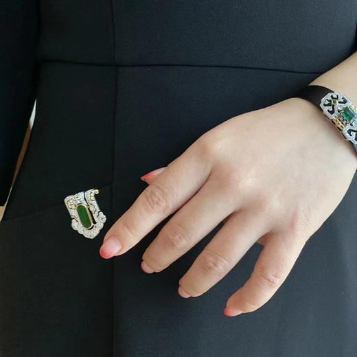 【王者之风】满绿翡翠夹扣-GZ12110085 商品图7