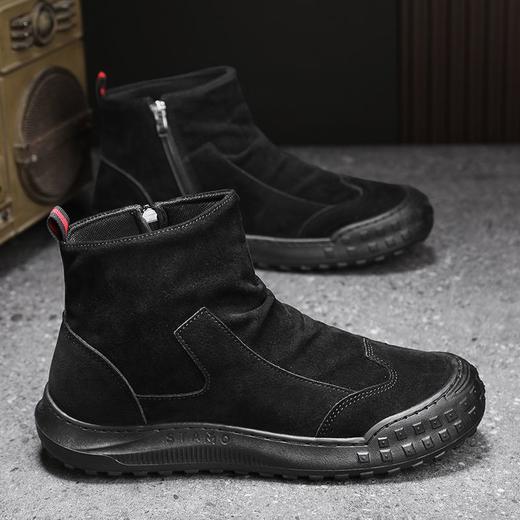 高帮劳保鞋男黑色耐脏工作鞋防滑厨房鞋百搭男士皮靴 商品图6