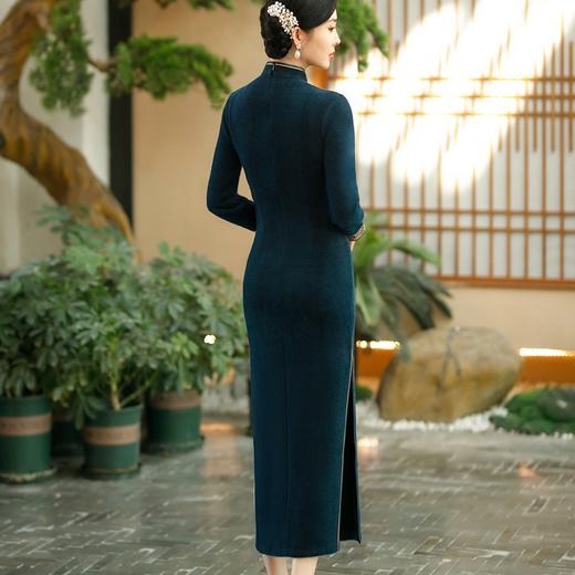 酒红色高贵旗袍高端丝绒秋冬新款复古气质唐装宴会SYG-697 商品图6