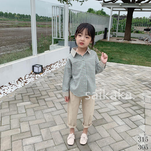 SY315 袖领拼色格衬   100-140 商品图3