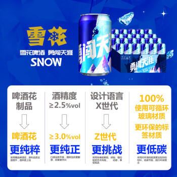 雪花啤酒(Snowbeer)勇闯天涯330ml*24听 经典拉格整箱装 京东自营 商品图5