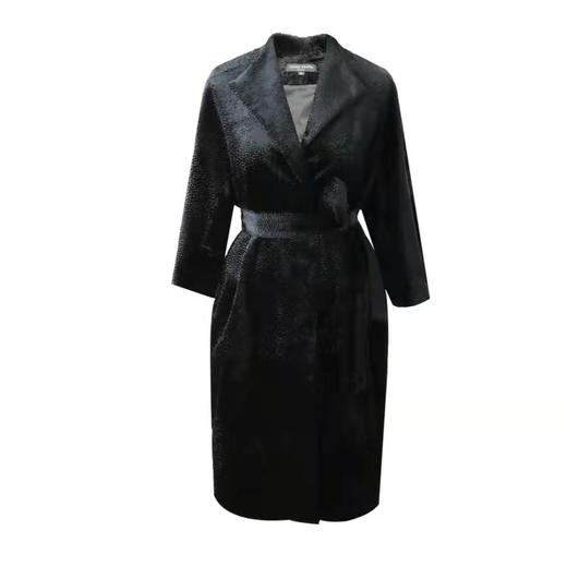 中长款毛绒大衣 - 轻奢百搭通勤宽松系带简约中长款外套 2006010 商品图0